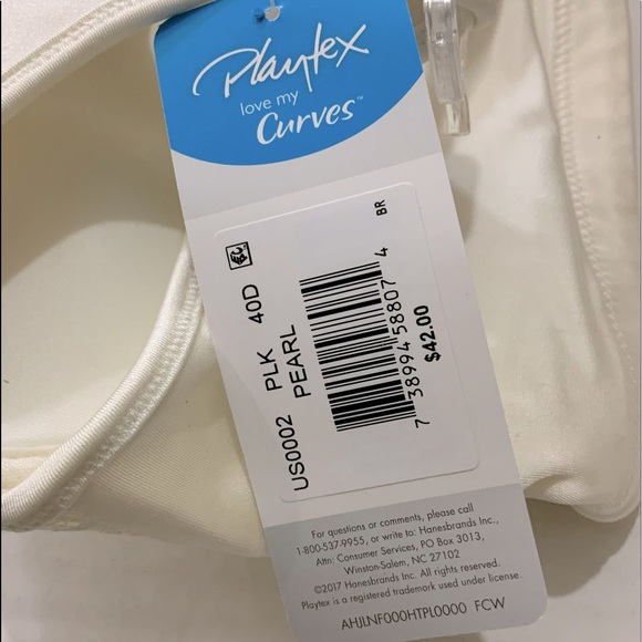 Playtex Bra Love My Curves Side Smoothing Wirefree Tru Support Ivory Pearl 40D - Picture 8 of 10